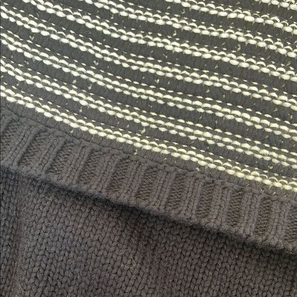 LOFT Off-Shoulder Navy Sweater with Striped Neckline - Picture 4 of 4